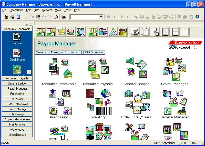 Payroll · Purchasing · Inventory · Order Entry and Sales
